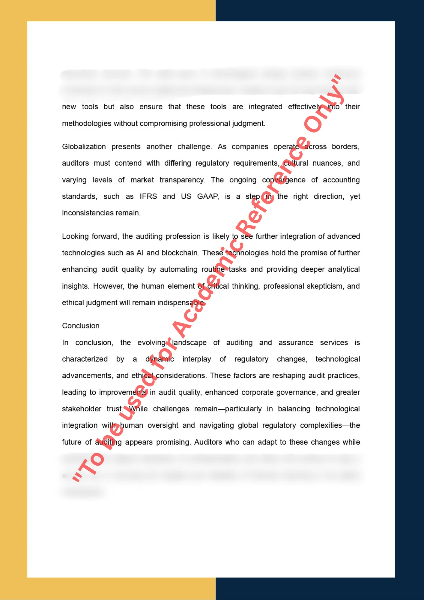 Assignment Sample Of Subject ACCT 301-Auditing and Assurance Services 4